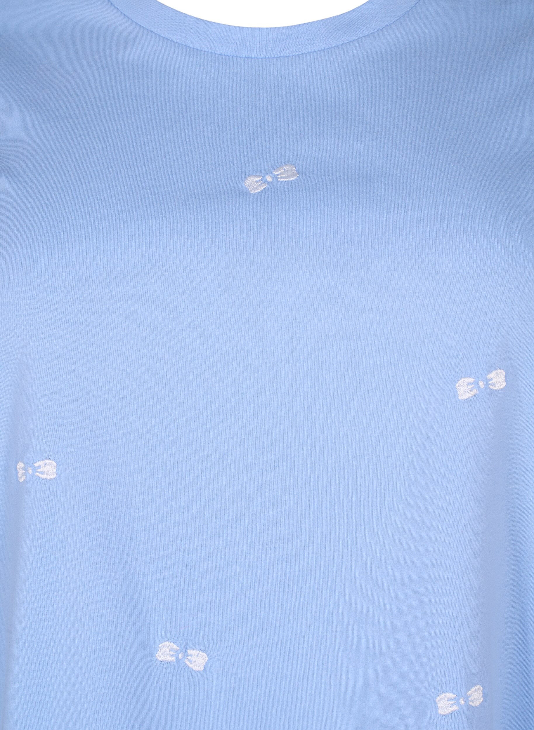 Zizzi T-skjorte i &oslash;kologisk bomull med sl&oslash;yfer, Serenity W. Bow Emb., Packshot image number 2