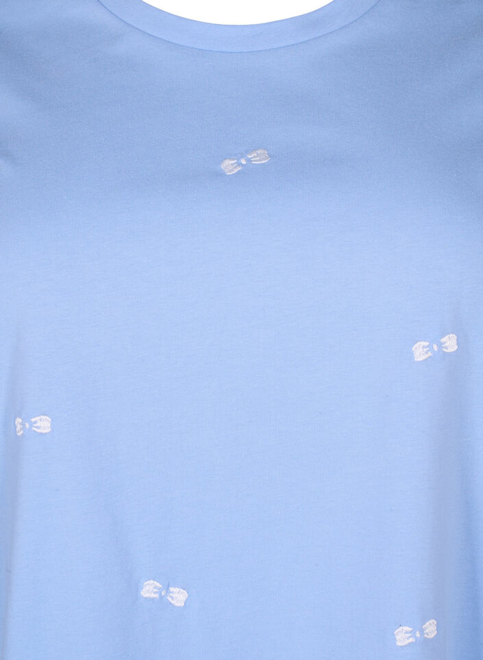 T-skjorte i &oslash;kologisk bomull med sl&oslash;yfer, Serenity W. Bow Emb., Packshot image number 2