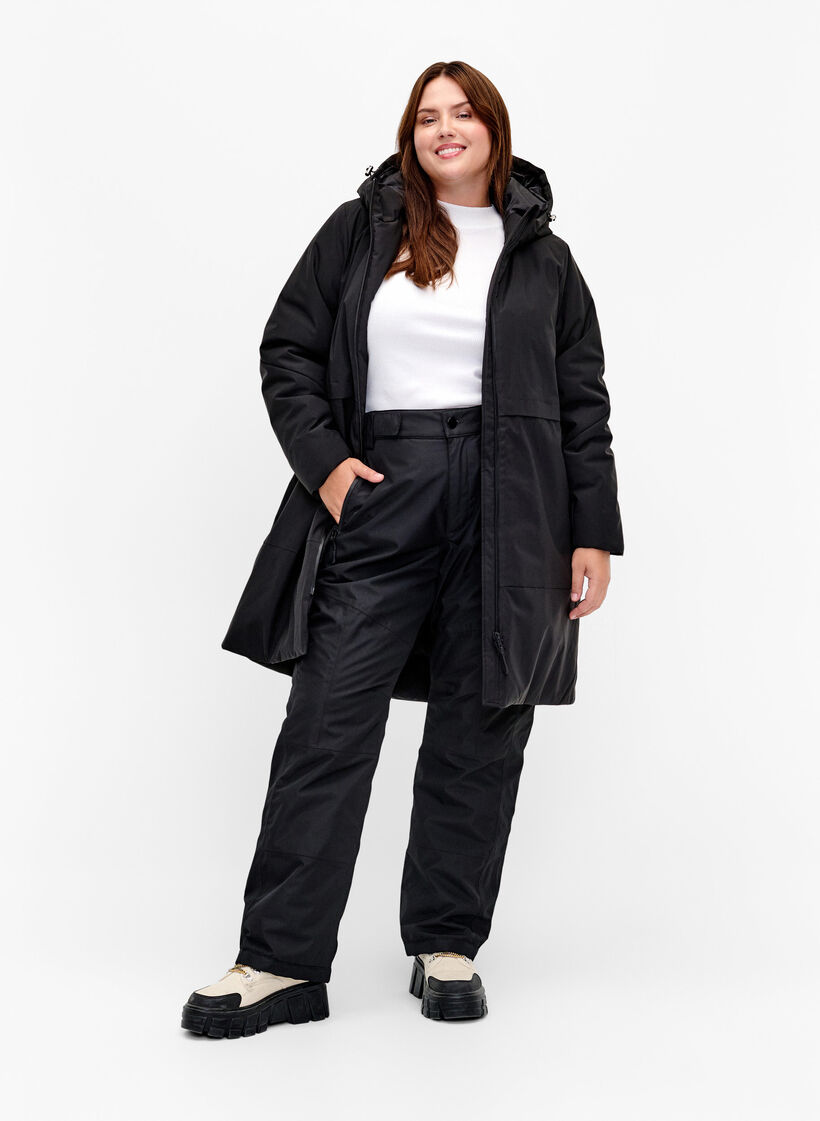 Vinterjakke med justerbar midje, Black, Model image number 3
