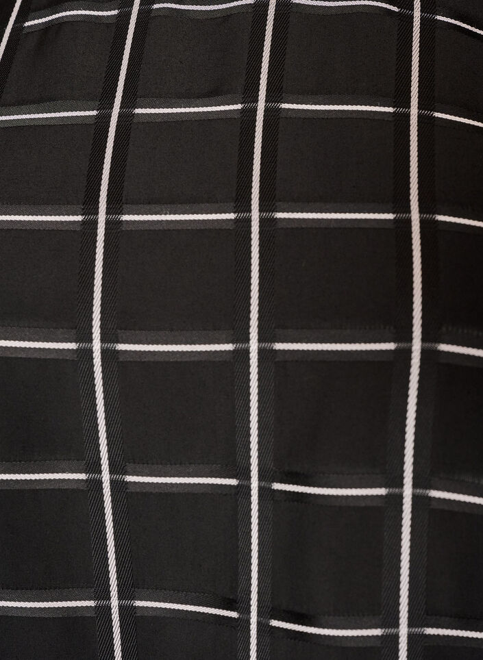 Rutet bluse med blondekant og albuelange ermer, Svart, Packshot image number 2