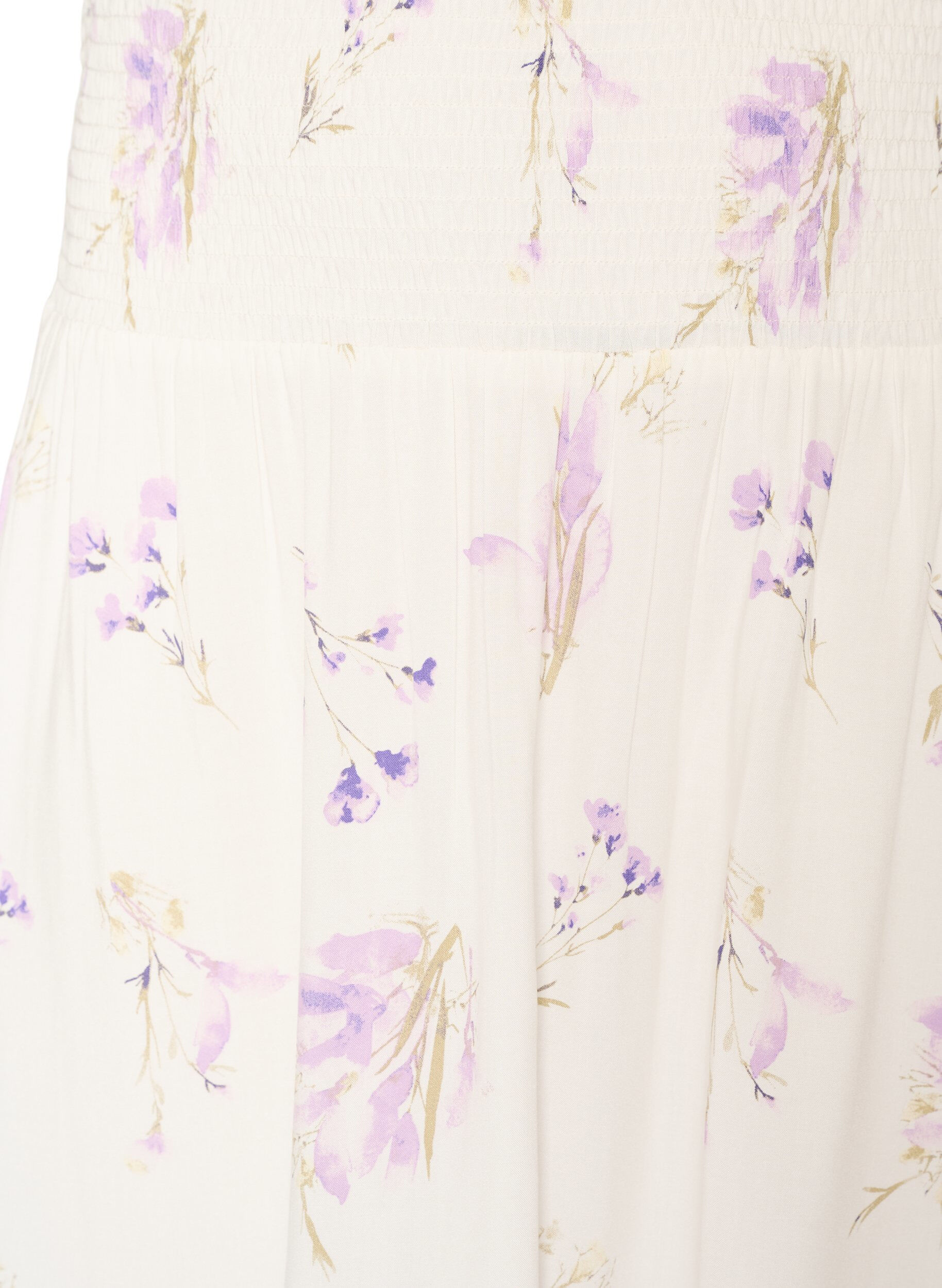 ZizziViskose maxiskj&oslash;rt med smock, Hvit, Packshot image number 2
