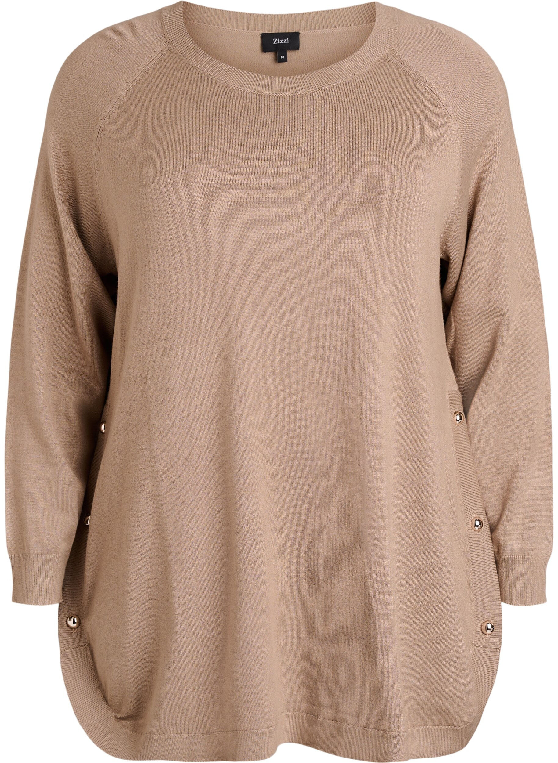 Strikkebluse med knapper i sidene