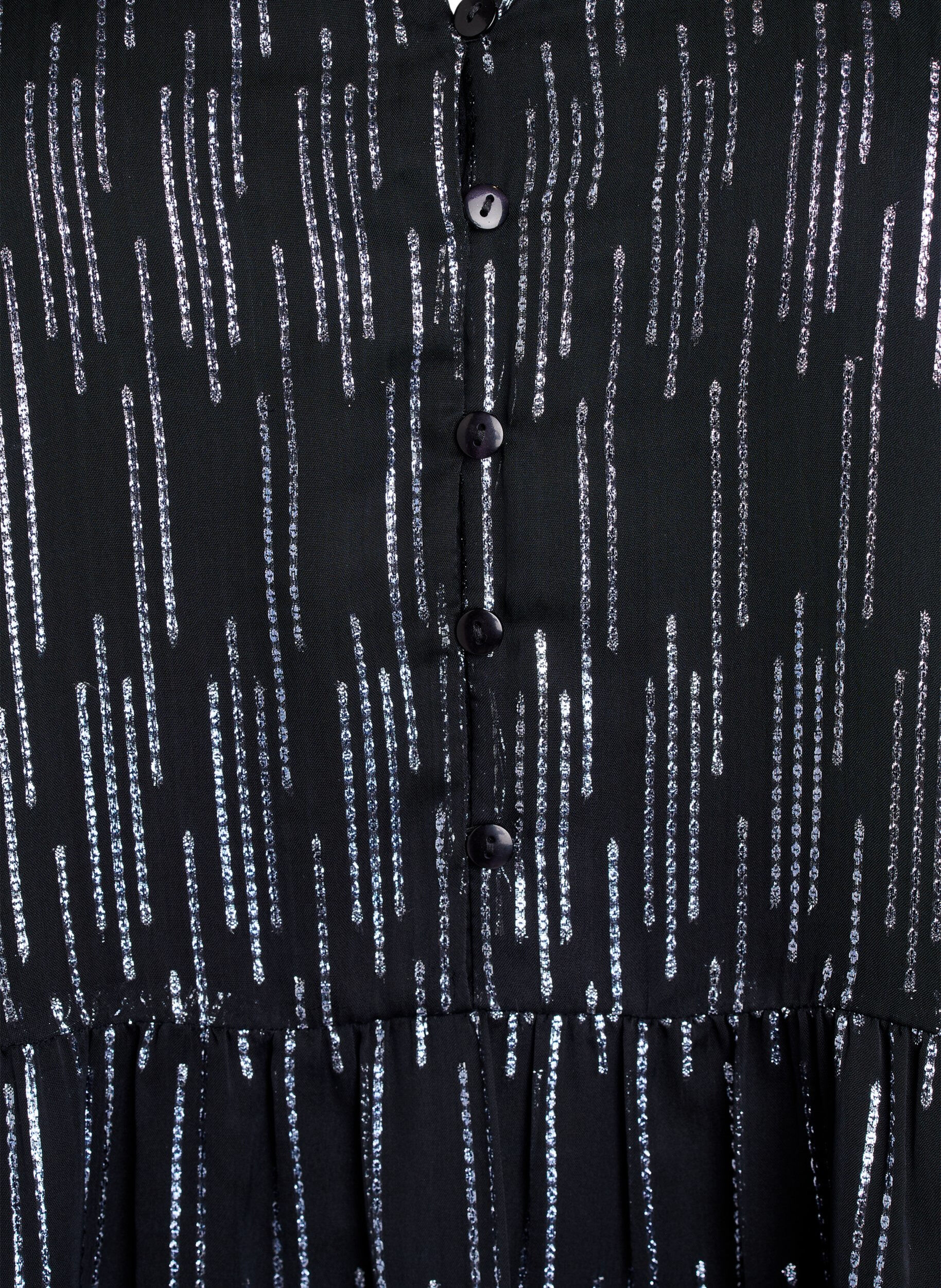 Zizzi Kort festkjole med glitterm&oslash;nster, Svart, Packshot image number 2