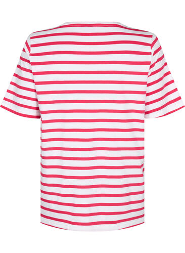 Stripete T-skjorte i bomull, Bright Rose Stripes, Packshot image number 1