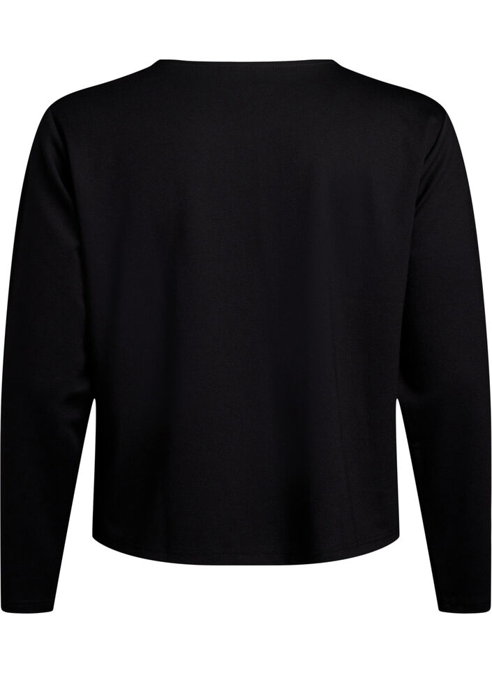 Cardigan med dekorative knapper og lange ermer, Black, Packshot image number 1