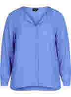 Ensfarget skjorte med V-hals, Ultramarine, Packshot
