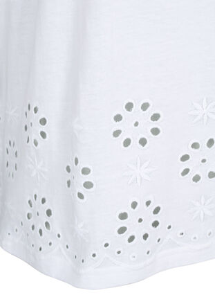 T-skjorte i bomull med broderi anglaise, Bright White, Packshot image number 3