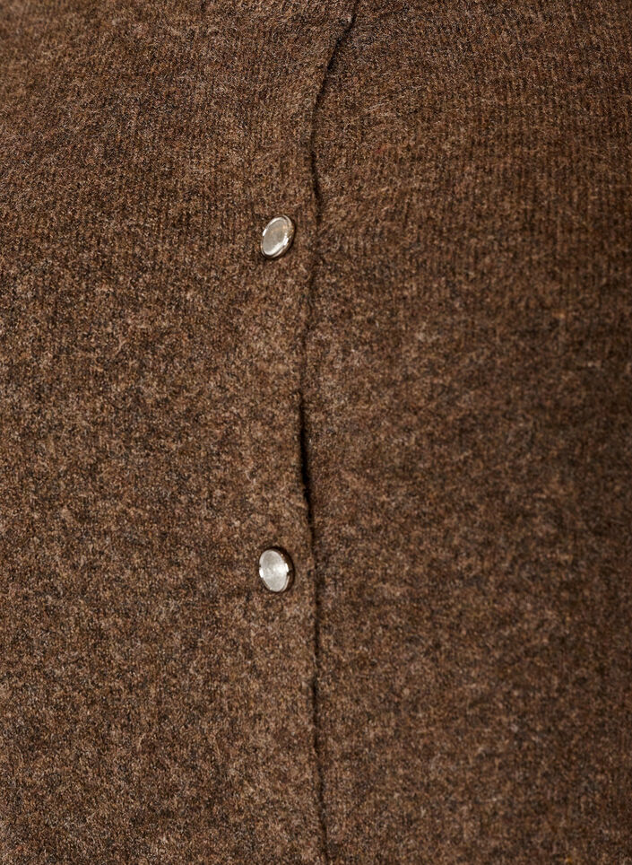Strikket cardigan med korte ermer, Brun, Packshot image number 2