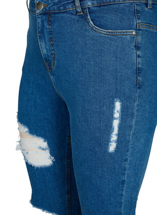 Tettsittende jeans med detaljer, Blue denim, Packshot image number 2