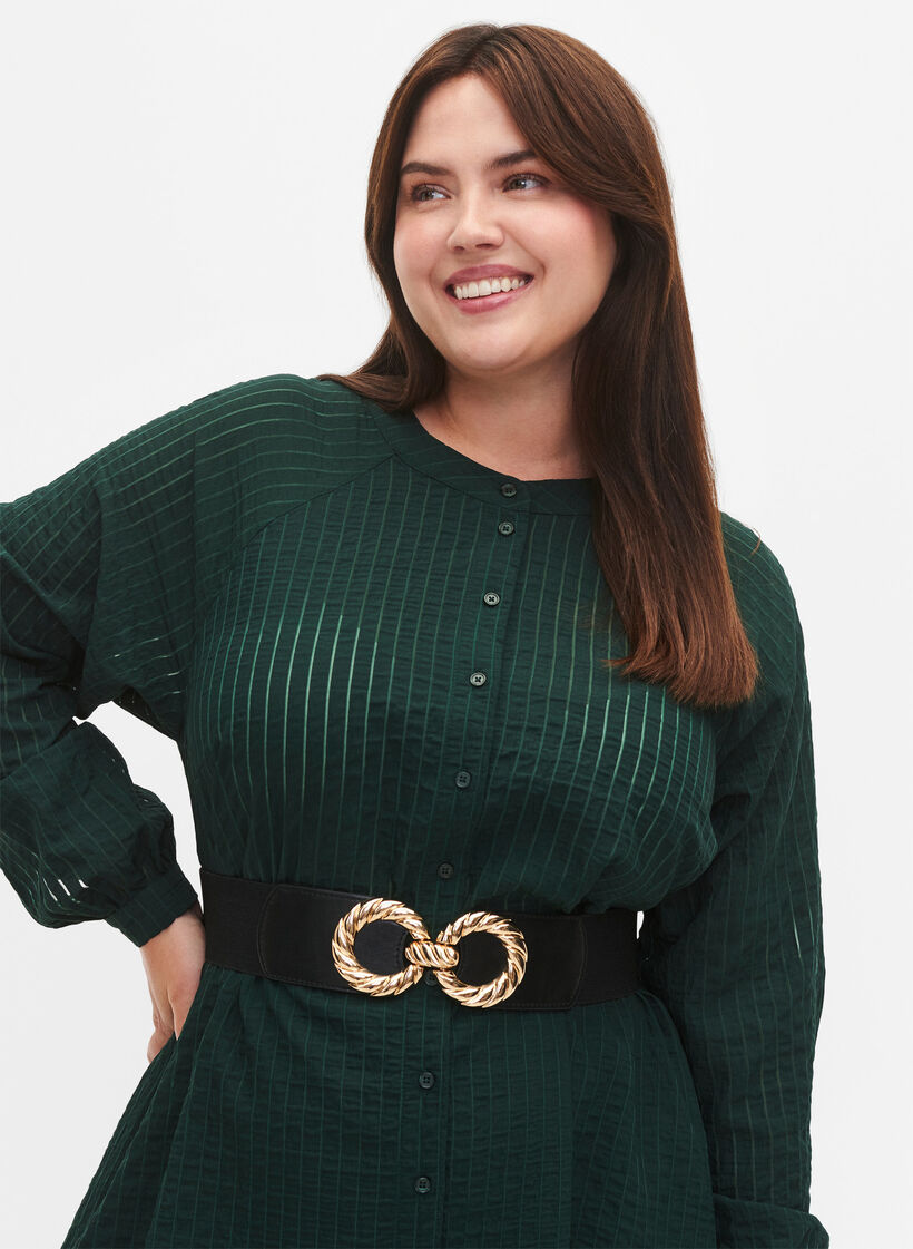 Elastisk belte med gullfarget spenne, Black, Model image number 0