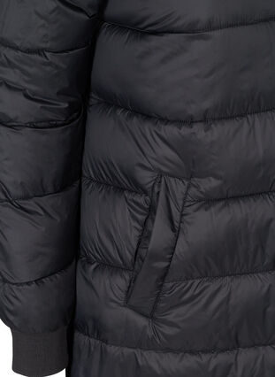 Lang og lett vinterjakke med quiltet mønster, Black, Packshot image number 3