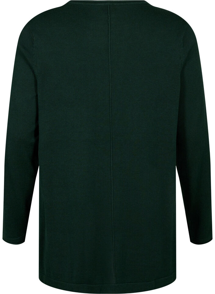 Strikket bluse i bomull og viskoseblanding, Grønn, Packshot image number 1