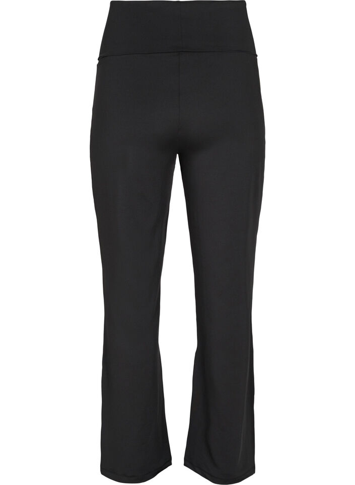 Flared treningstights med høyt liv, Black, Packshot image number 1