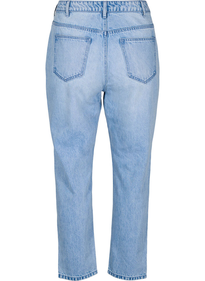 Mille Mom fit jeans med distressed detaljer, Light Blue Denim, Packshot