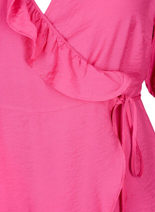 Zizzi wrap Bluse i viskose med 1/2 ermer, Beetroot Purple, Packshot image number 2
