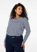 Stripete bluse med motiv, White w.Navy Stripe, Model image number 0