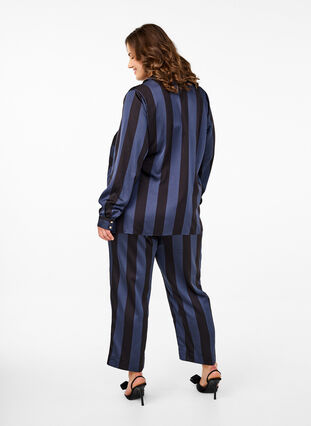 Zizzi Cropped bukser med striper, Blå, Model image number 1