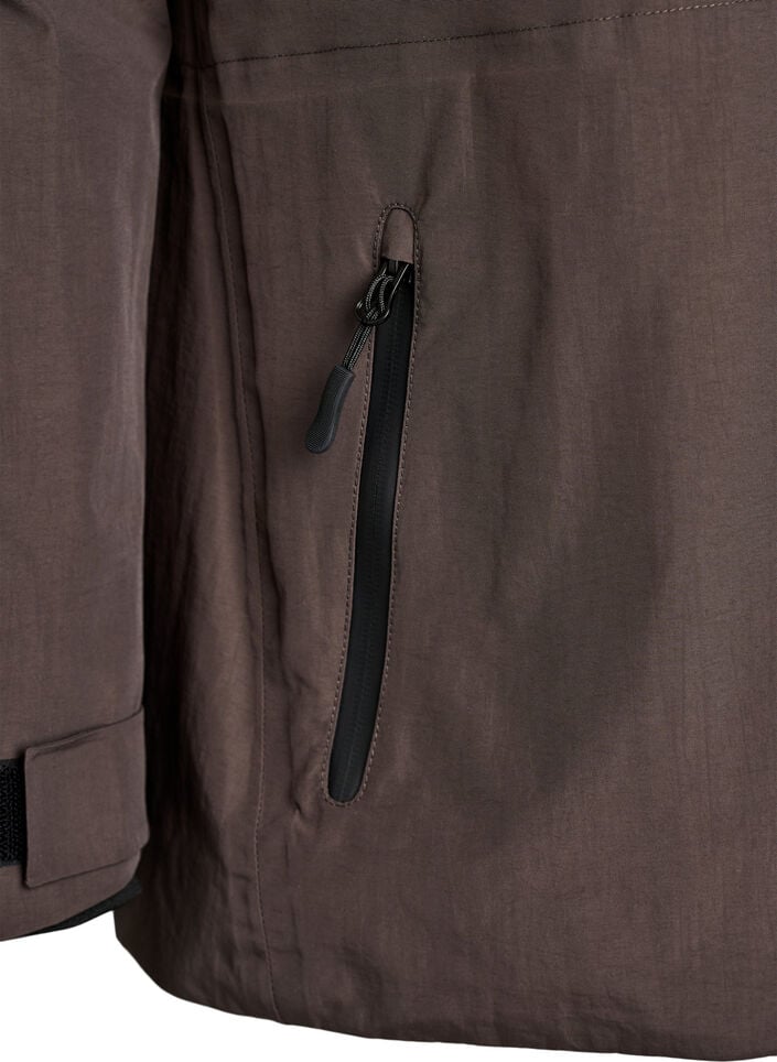Vanntett vinterjakke med avtakbar hette, Brun, Packshot image number 3