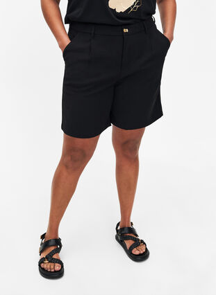 Bermudashorts med høy midje, Black, Model image number 2