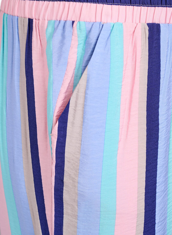 Bukse i viskose med striper og ledig passform, Pastel stripe, Packshot