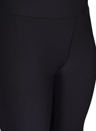 Treningstights i ribbemateriale med 7/8-lengde , Black, Packshot image number 2