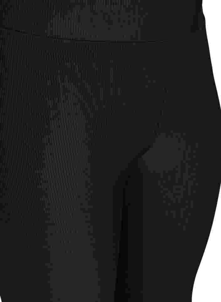 Treningstights i ribbemateriale med 7/8-lengde , Black, Packshot image number 2