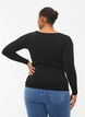 Bluse med v-hals og drapering, Black, Model image number 1