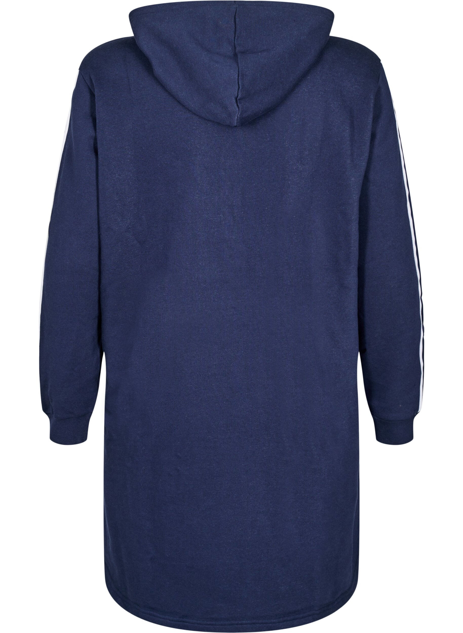 Zizzi Kort sweatshirt-kjole med hette og lange ermer, Navy Blazer, Packshot image number 1