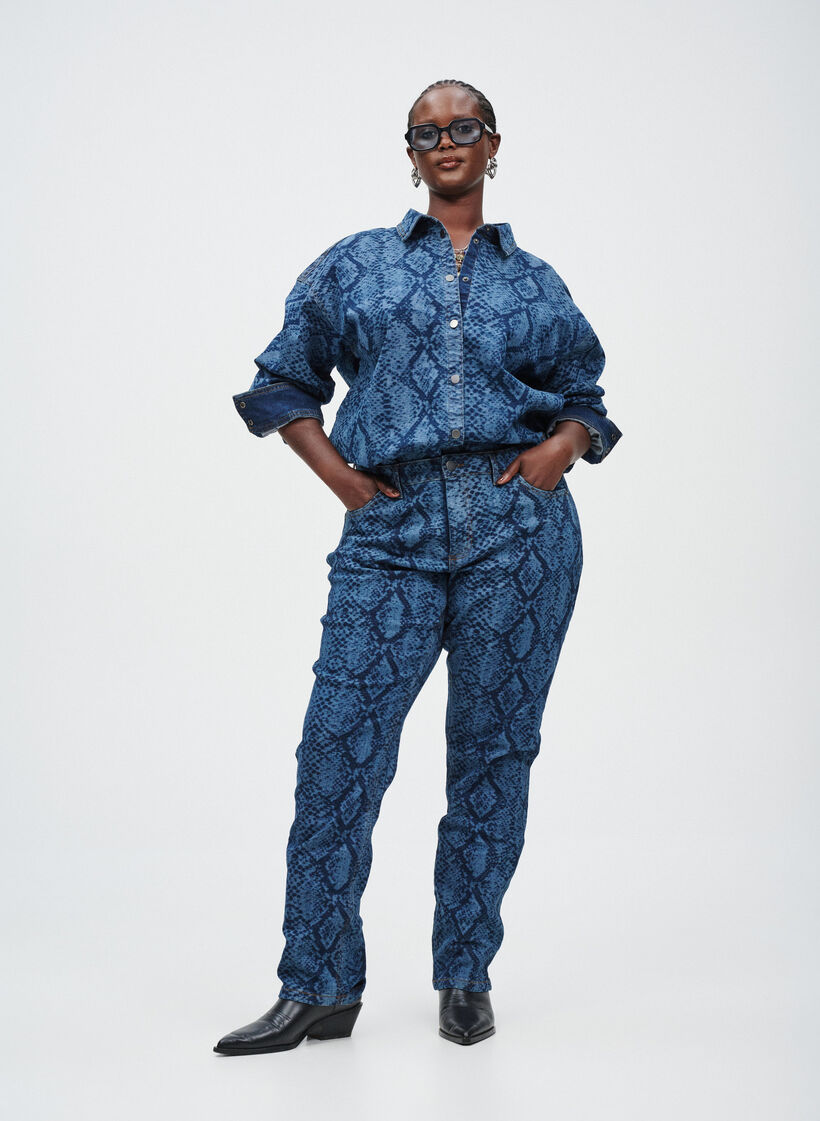 Emily jeans med dyretrykk, Denim Snake AOP, Image