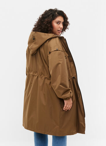 Vindtett parkas med justerbar midje, Teak, Model image number 1