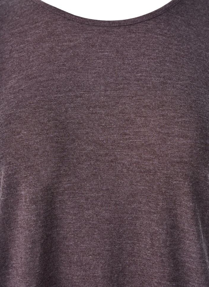 Jersey bluse med 3/4 ermer, Brun, Packshot image number 2