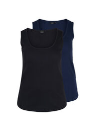 Basis tanktopp i en ribbet struktur, 2 stk., Black/Navy Blazer