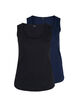 Basis tanktopp i en ribbet struktur, 2 stk., Black/Navy Blazer, Packshot image number 0