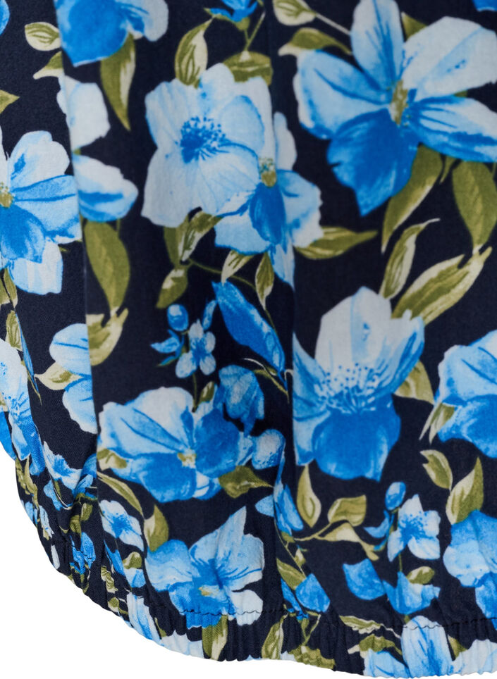 Kortermet bomullskjole med m&oslash;nster, Bl&aring;, Packshot image number 3