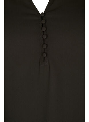 Langermet bluse med V-hals , Black, Packshot image number 2