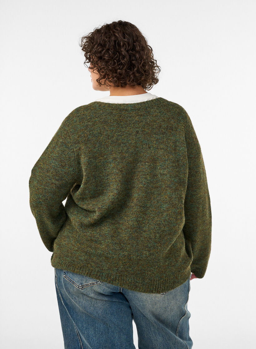 Loose fit genser med rund hals, Gr&oslash;nn, Model image number 2
