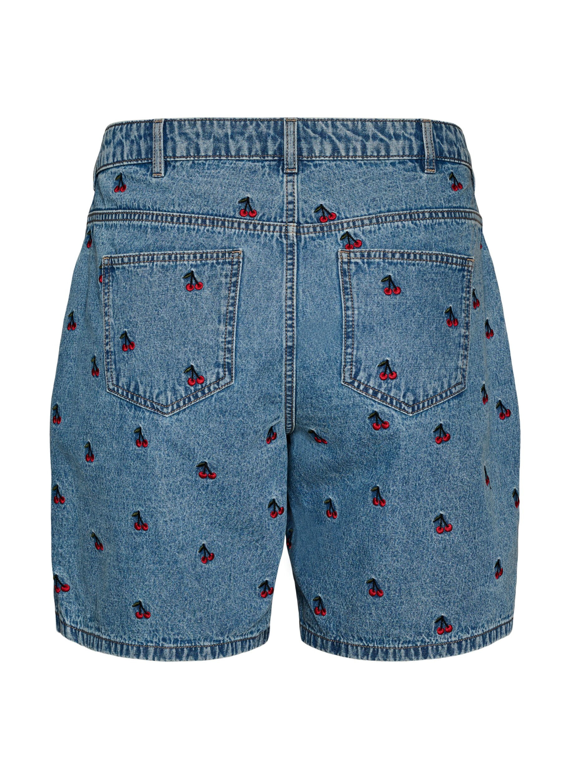 ZizziBroderte denimshorts, Bl&aring;, Packshot image number 1