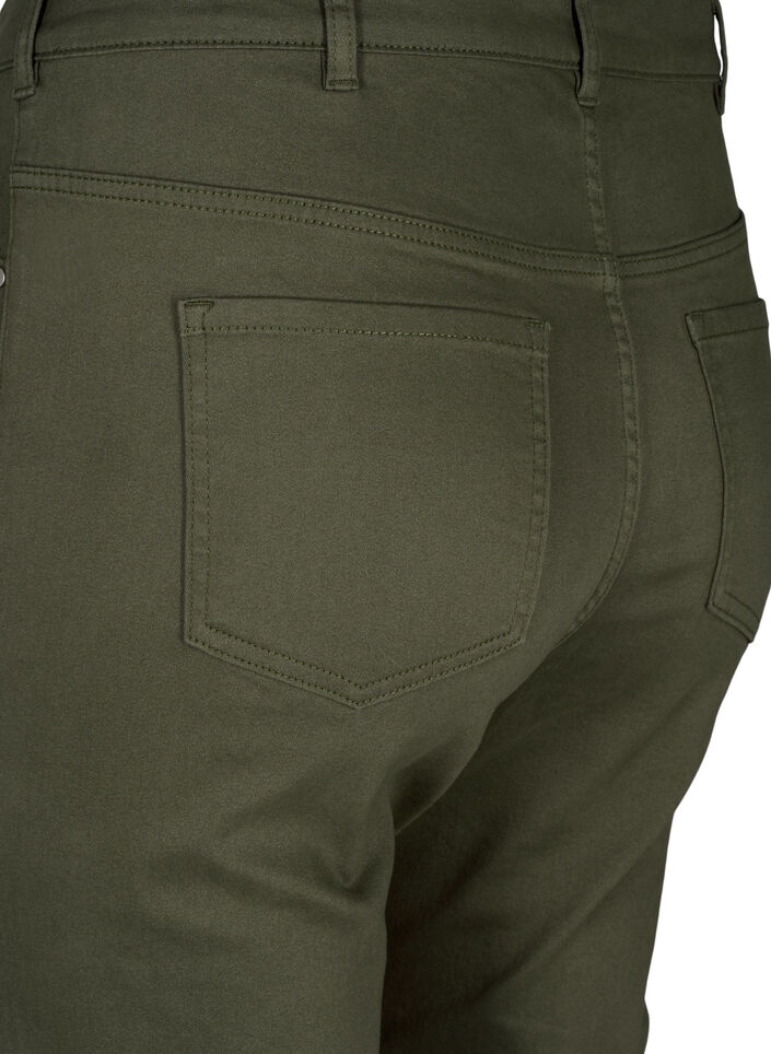 Knebukser med høy midje og engelsk broderi, Dusty Olive, Packshot image number 3