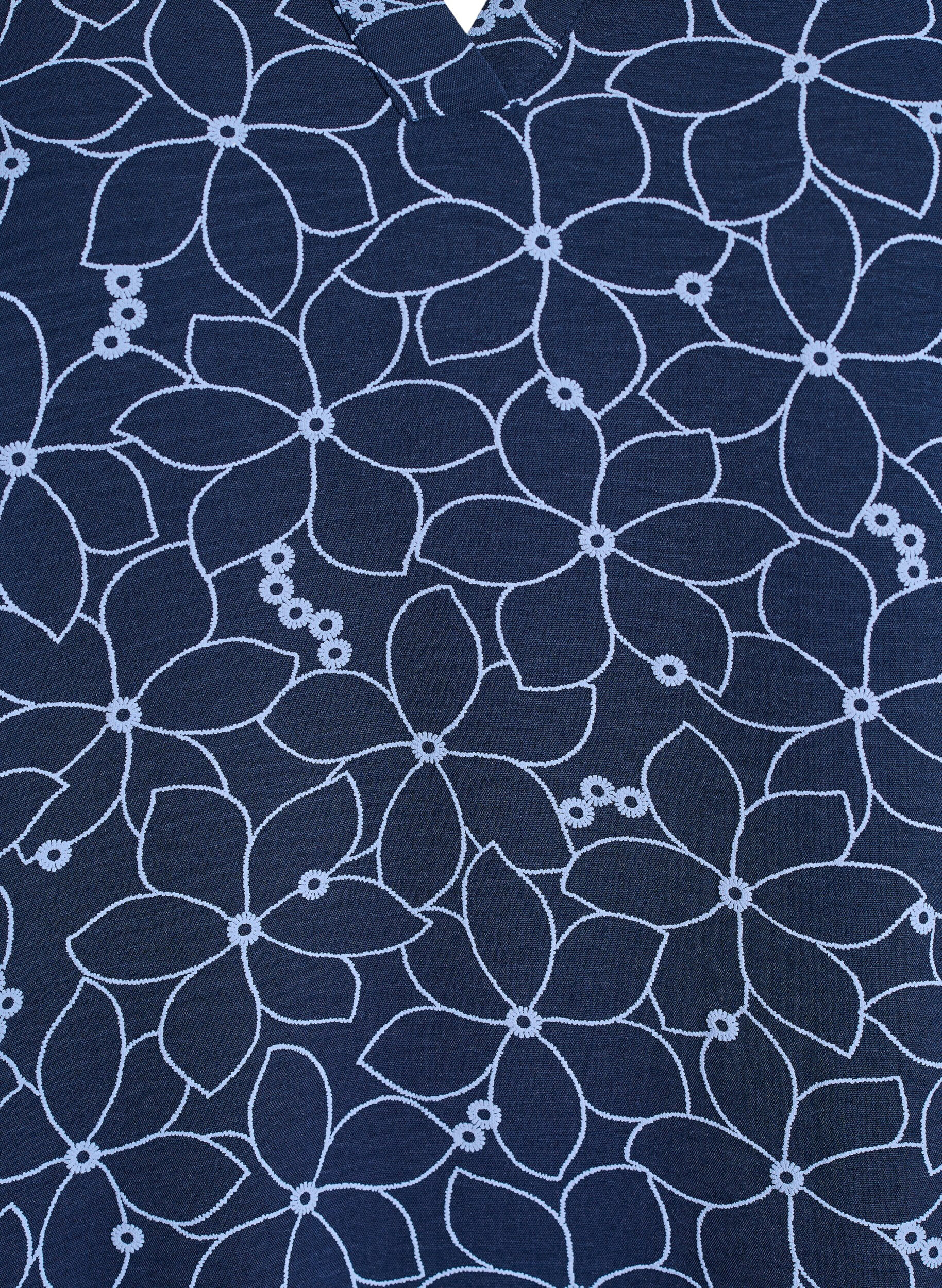 Zizzi Langermet bluse med blomsterbroderi, Bl&aring;, Packshot image number 2