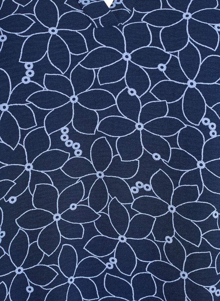 Langermet bluse med blomsterbroderi, Blå, Packshot image number 2