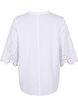 Skjortebluse med engelsk broderi og 3/4-ermer, Bright White, Packshot image number 1