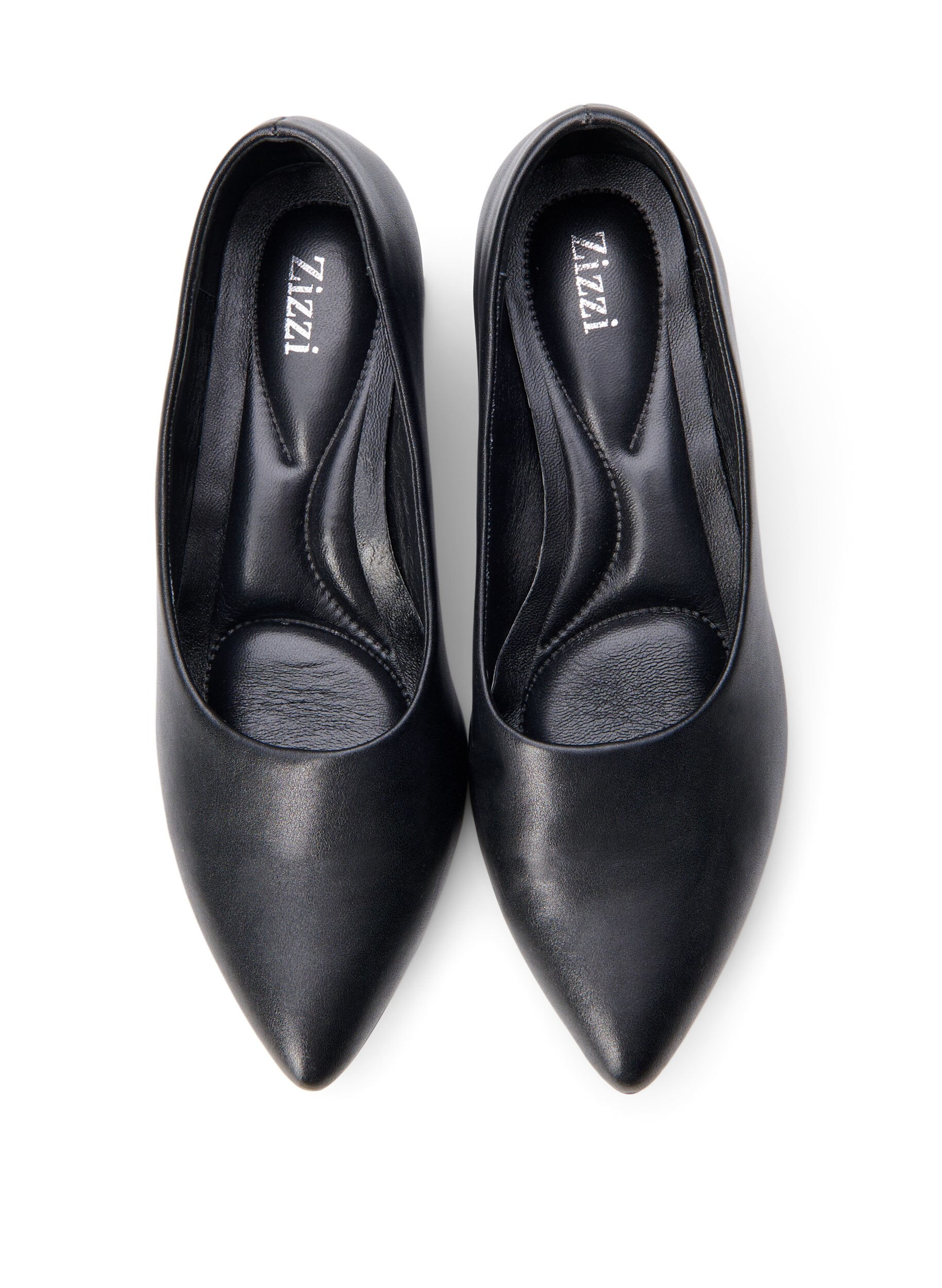 Zizzi Wide fit - Pumps i skinn med spiss t&aring;, Svart, Packshot image number 2