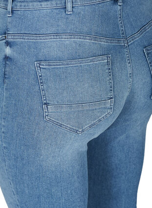 Cropped Amy jeans med rå kanter, Blue denim, Packshot image number 3