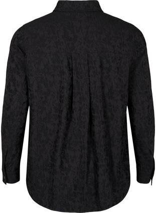 Skjortejakke i viskose med tone-i-tone-mønster, Black, Packshot image number 1