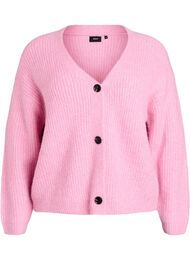 Strikkejakke med v-hals, Rosa