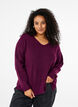 Strikket bluse med v-hals og lange ermer, Potent P. Black Mel., Model image number 0