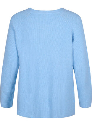 Melert-genser med splitt i siden, Blue Bell/White Mel., Packshot image number 1