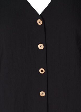 Viskosebluse med knapper og V-hals, Black, Packshot image number 2