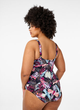 Zizzi Polstret badedrakt med trykk, Rød, Model image number 1