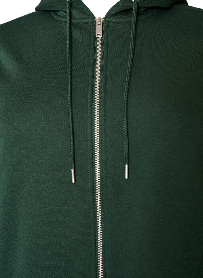 Lang hettegenser med glidel&aring;s og lommer, Gr&oslash;nn, Packshot image number 2